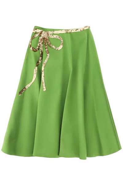 Valentino Techno Duchesse A-line Skirt With Sequin-studded Bow In Multicolor
