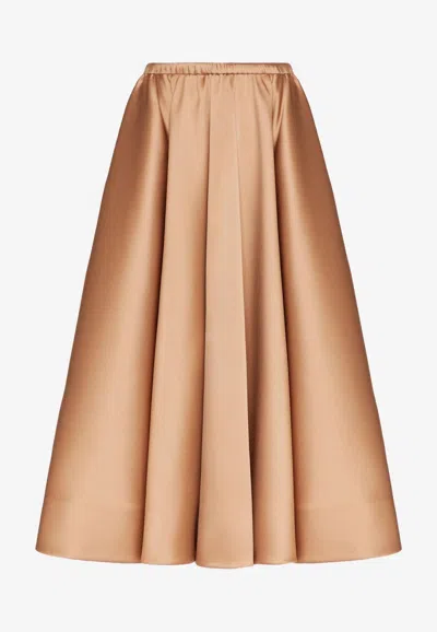 Valentino Techno Duchesse Midi Skirt In Nude