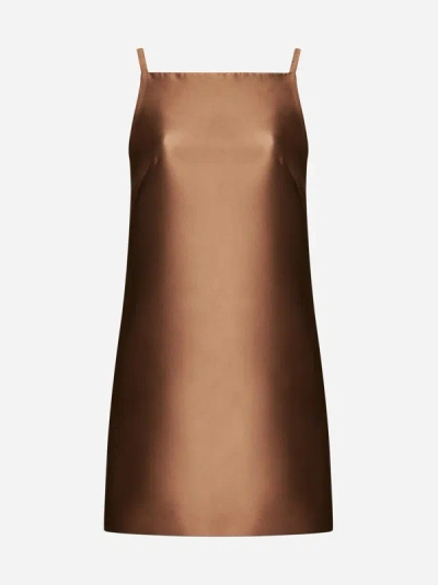 Valentino Techno Duchesse Mini Dress In Brown