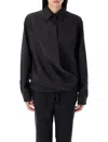 Valentino Black Techno Light Wool Shirt In Black