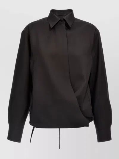 VALENTINO TECHNO LIGHT WOOL SHIRT WITH DRAWSTRING HEM