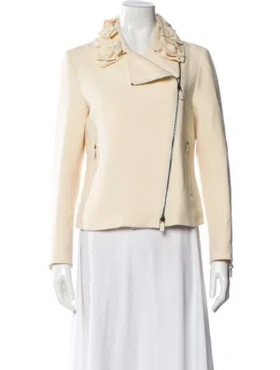 Pre-owned Valentino Technocouture Wool Biker Jacket In Neutral