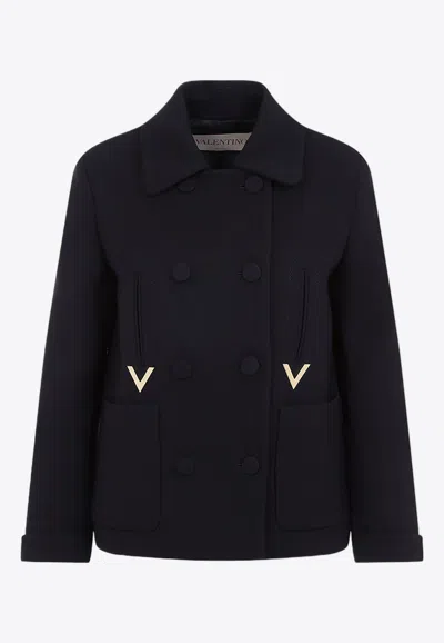 Valentino Caban In Double Crepe Texture In Purple