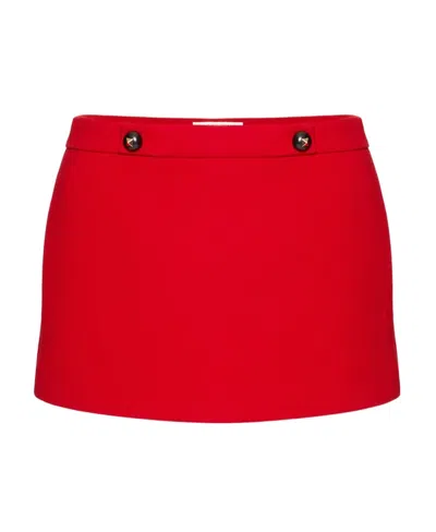 Valentino Texture Double Crepe Skirt In Red
