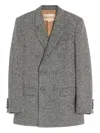Valentino Double Breasted Boucle Wool Jacket In Gray