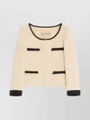 Valentino Textured Fabric Jacket Featuring Pockets In Neutral