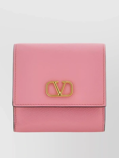 Valentino Garavani Textured Fold Flap Purse In Pink