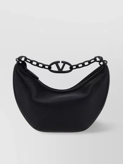 Valentino Garavani Kleine Vlogo Moon Hobo Tasche In 0no Nero