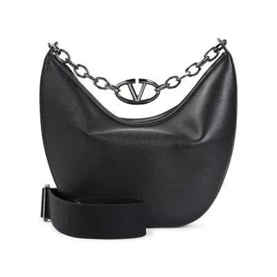Valentino Garavani Valentino Textured Leather Shoulder Bag In Black