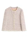 Valentino Embroidered Ribbon Tweed Jacket In Pink