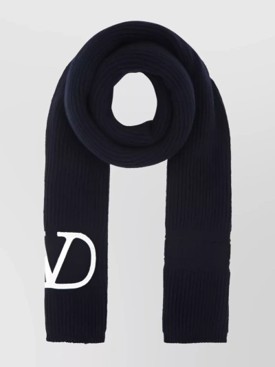Valentino Logo Detailed Scarf In Blue