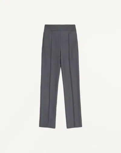 Valentino Textured Silk Wool Trousers Woman Dark Grey 38 In Gray