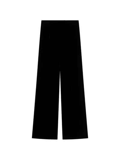 Valentino High Rise Wide Leg Pleated Trousers In Black