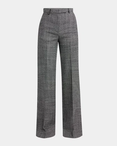 Valentino Textured Wool Wide-leg Pants In Brown