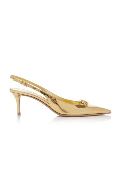 Valentino Garavani The Bold Edition Leather Slingback Pumps In Metallic