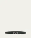 Valentino The Bold Edition V-logo Embellished Leather Belt In Neroblack Diamond