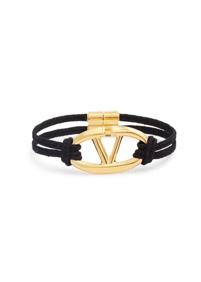 Valentino Garavani The Bold Edition Vlogo Cord Bracelet In Black