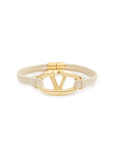 Valentino Garavani The Bold Edition Vlogo Cord Bracelet In Gold