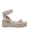 Valentino Garavani Rockstud Torchon Espadrille Wedge Sandal In Nude