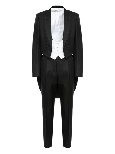 Valentino Three-piece Tailcoat Suit In Black