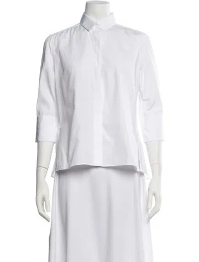 Pre-owned Valentino Three-quarter Sleeve Blouse In White