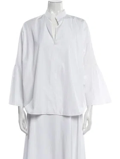 Pre-owned Valentino Three-quarter Sleeve Blouse In White