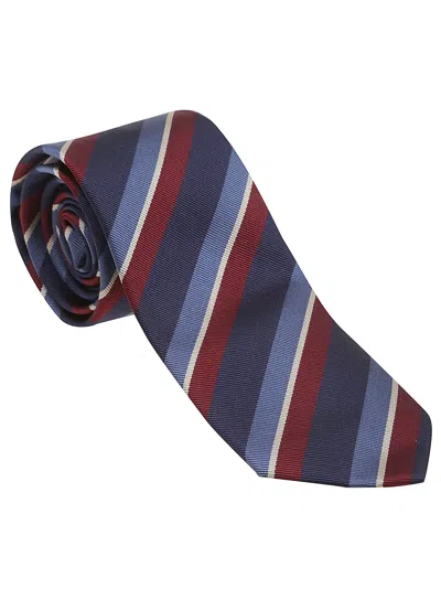 Valentino Garavani Stripe Detailed Tie In Qql Navy Azzurro Bianco