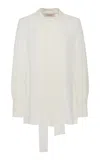 Valentino Tie-detailed Silk Chiffon Top In White