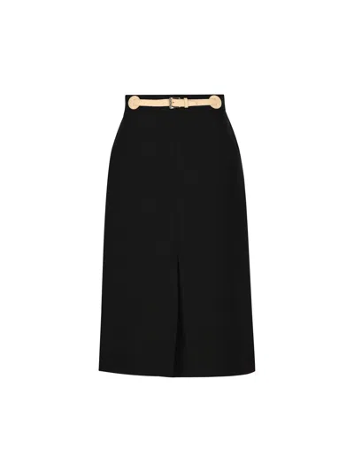 VALENTINO VALENTINO BELTED FRONT SLIT SKIRT