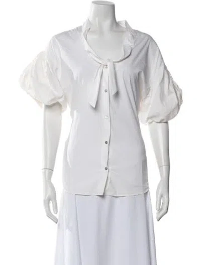 Pre-owned Valentino Tie Neck Short Sleeve Blouse In Black/white