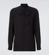 Valentino Tie-neck Silk Crêpe De Chine Shirt In Black