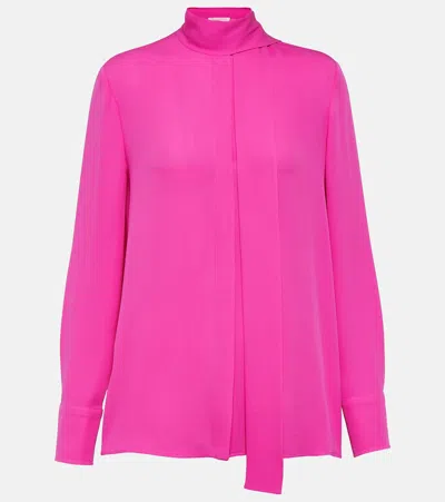 VALENTINO TIE-NECK SILK GEORGETTE BLOUSE