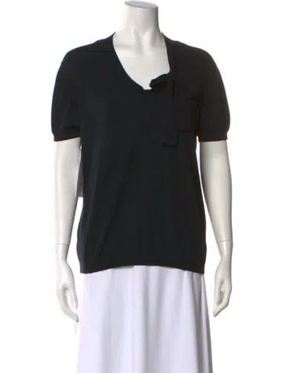 Pre-owned Valentino Tie Neck Sweater In Black