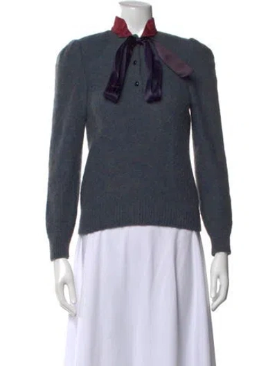 Pre-owned Valentino Tie Neck Sweater In Blue