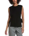 Valentino Wool Knit Side Tie Sleeveless Top In Black