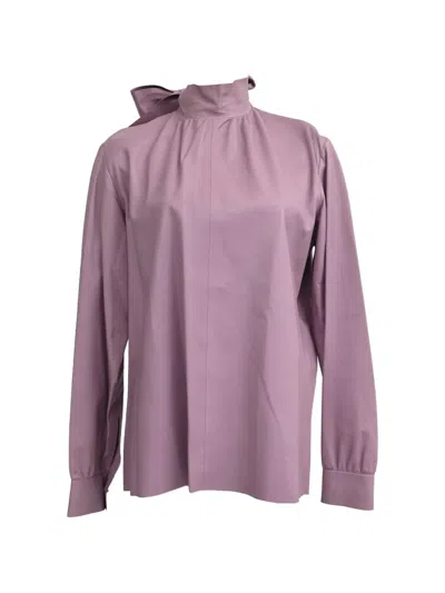 Pre-owned Valentino Tie-neck Leather Blouse In Purple