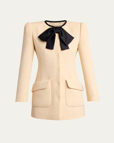 Valentino Tie-neck Mini Blazer Dress In Neutral