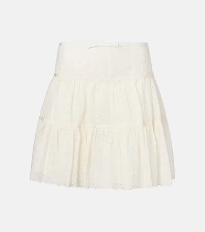 Valentino Tiered Cotton Lace Miniskirt