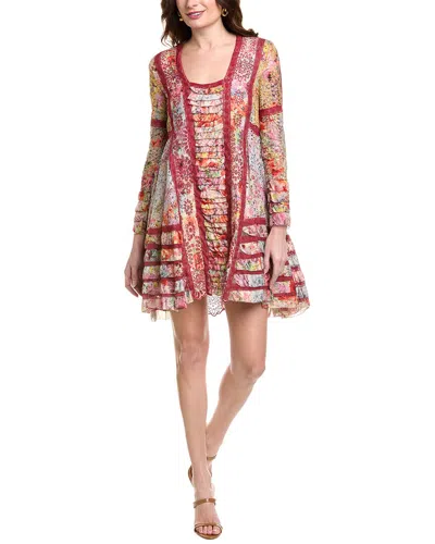 Valentino Tiered Eyelet Mini Dress In Red