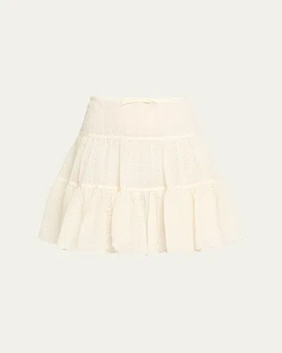 Valentino Tiered Eyelet Mini Skirt In Multi