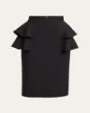 Valentino Couture Crepe High-waisted Skirt With Ruffle Detail
