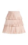Valentino Tiered Pleated Silk Mini Skirt In Pink