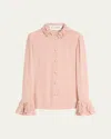 Valentino Chemisier En Georgette Femme Rose Mist 40 In Rose