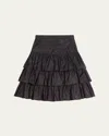 Valentino Ruffled Taffeta Skirt Woman Black 42 In Black