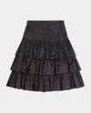 Valentino Ruffled Taffeta Skirt Woman Black 42 In Black