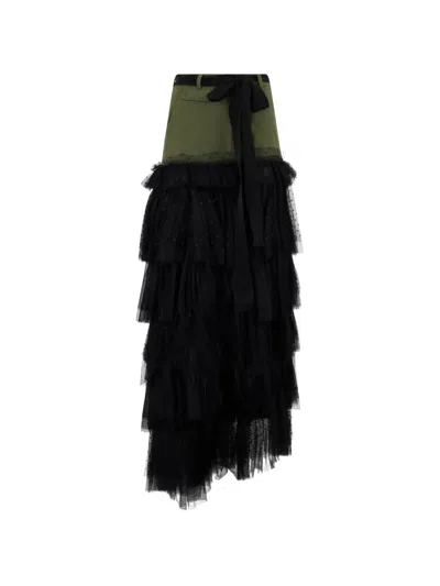 Valentino Tiered Ruffled Maxi Skirt In Black
