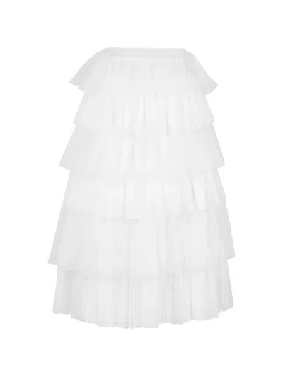 Valentino Tiered Ruffled Midi Skirt In White