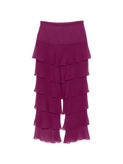 Valentino Tiered Ruffled Trousers In Multi