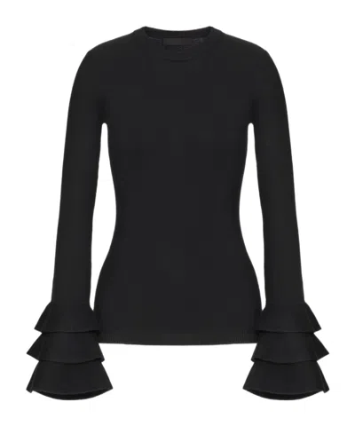 VALENTINO VALENTINO RUFFLE DETAILED CREWNECK JUMPER