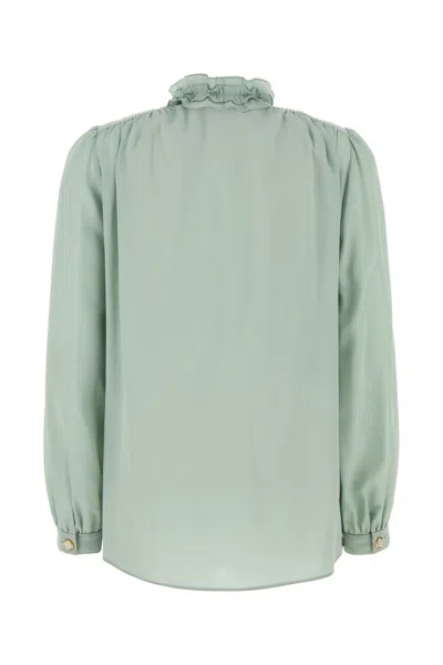 Valentino Tiffany Crepe Shirt In Green